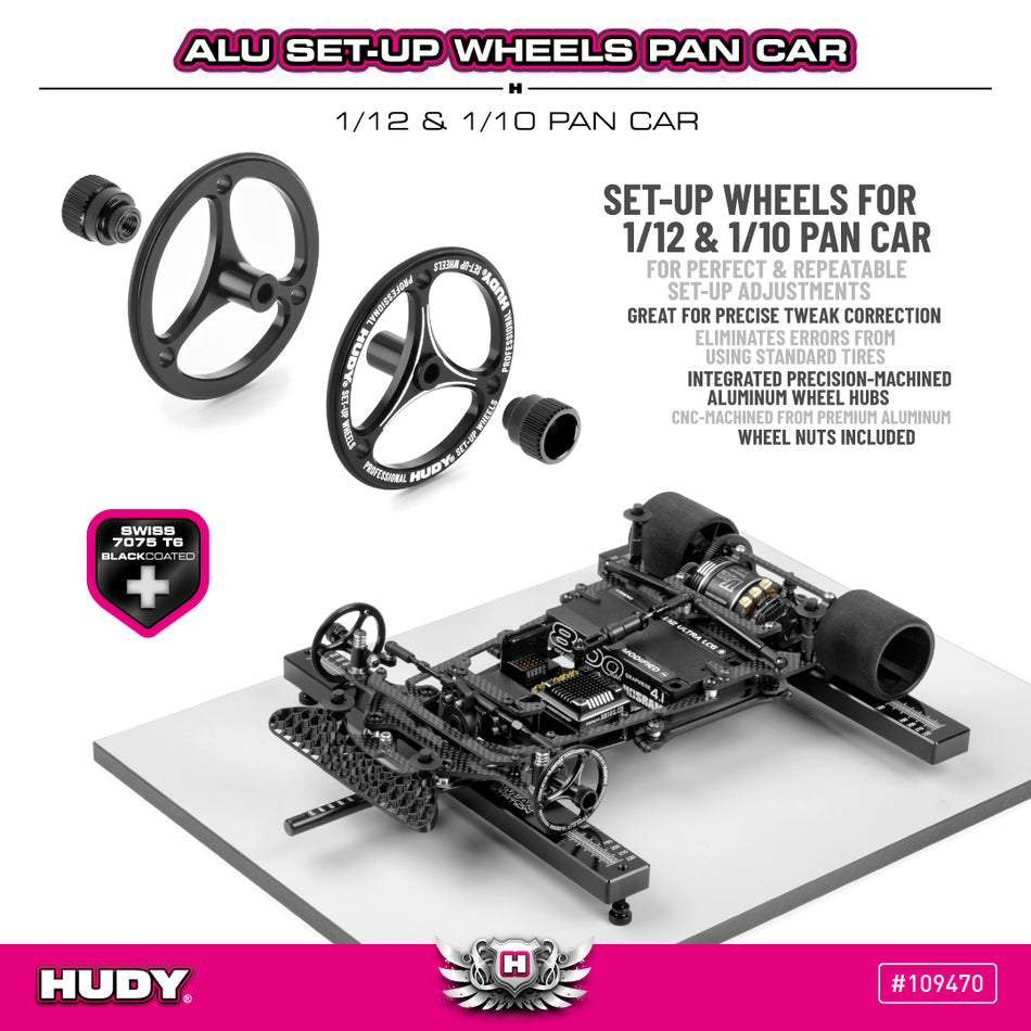 HUDY Roue de réglage pour 1/12 et 1/10 Pan Car (2) 109470