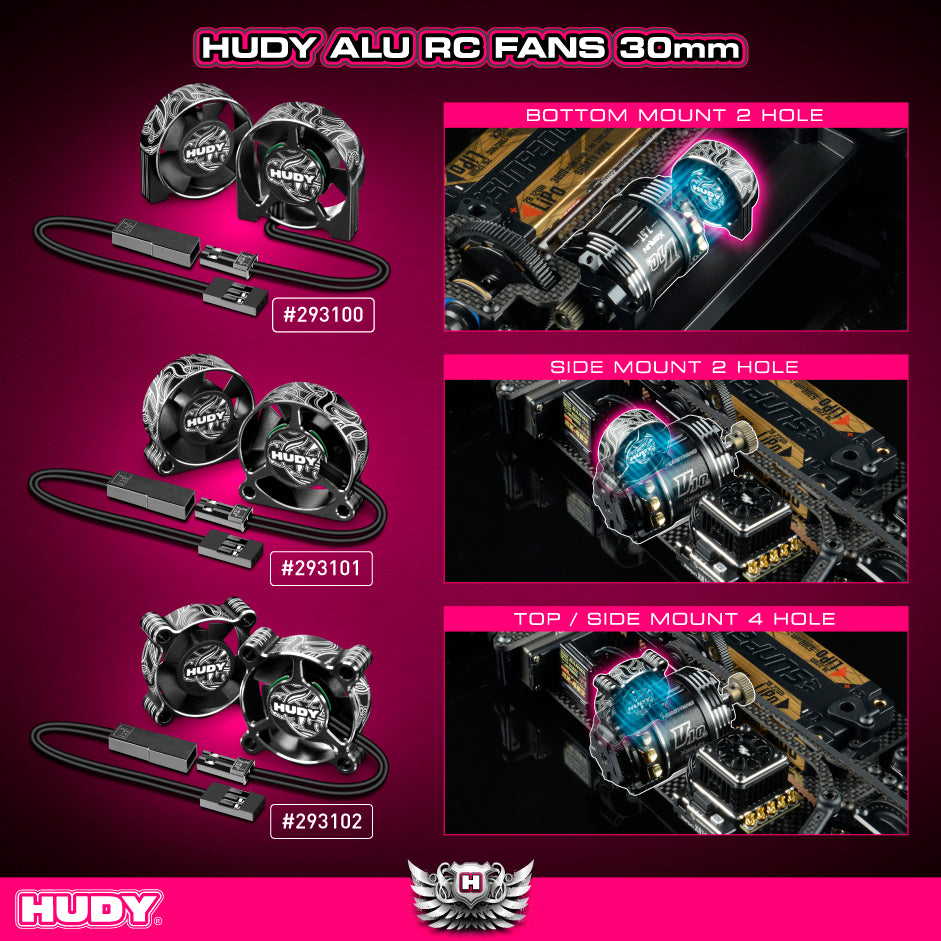 HUDY Ventilateur Alu 30mm - Fixation inférieure 2 trous 293100