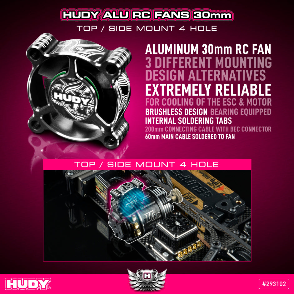 HUDY Ventilateur Alu 30mm - Fixation sup/latérale 4 trous 293102