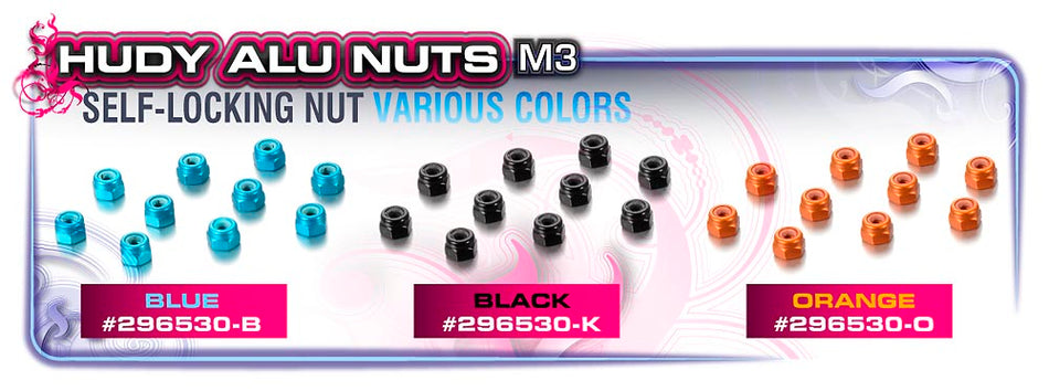 HUDY Ecrous alu 3mm Orange (10) 296530-O