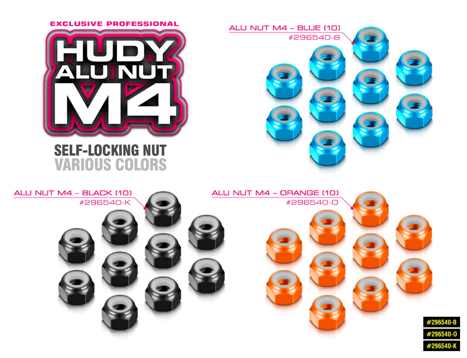 HUDY Ecrous alu 4mm Orange (10) 296540-O