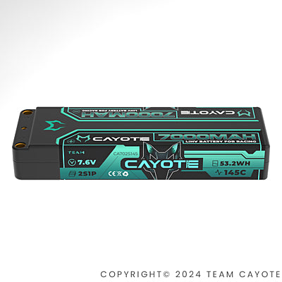 CAYOTE Racing 7000 mAh 2S 145C HV LiPo – Batterie Haute Performance