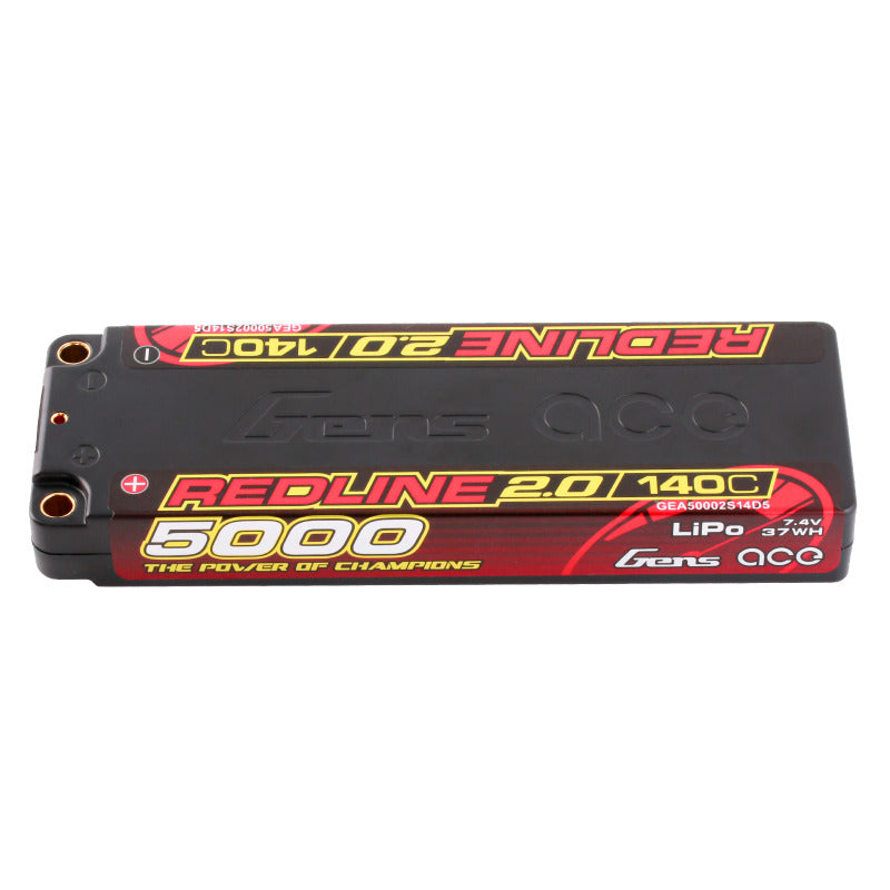 Gens ace Redline 2.0 Series 5000mAh 7.4V 2S 140C HV LiPo (5mm, 224g)