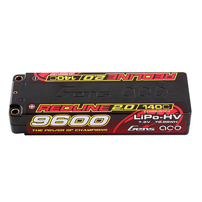Gens ace Redline 2.0 Series 9600mAh 7.6V 2S 140C HV LiPo (5mm, 324g)