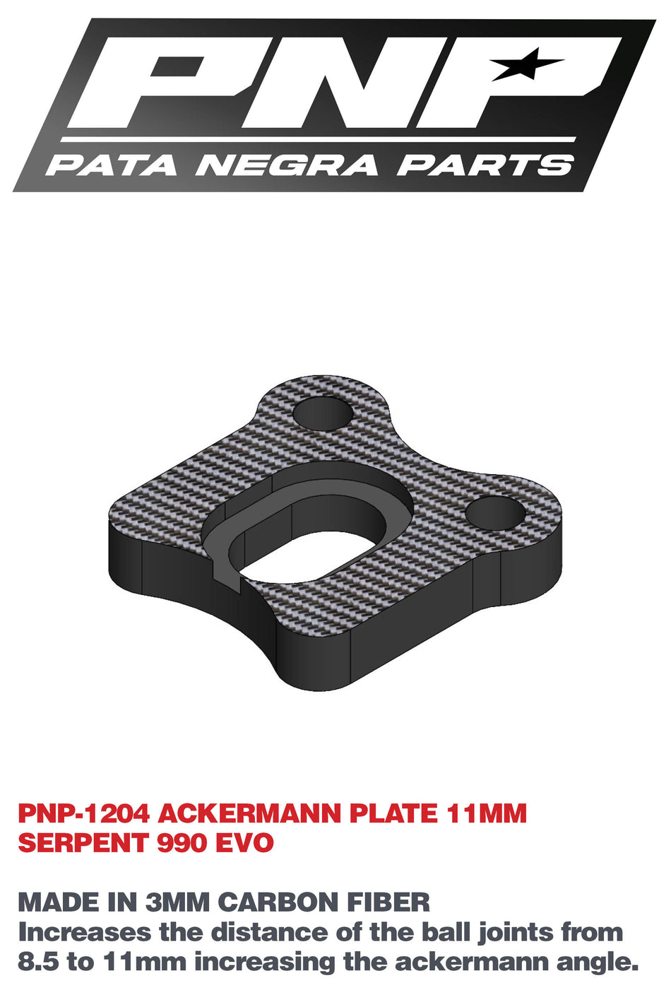 PNP ACKERMANN PLATE 11mm SERPENT S990/EVO 1204