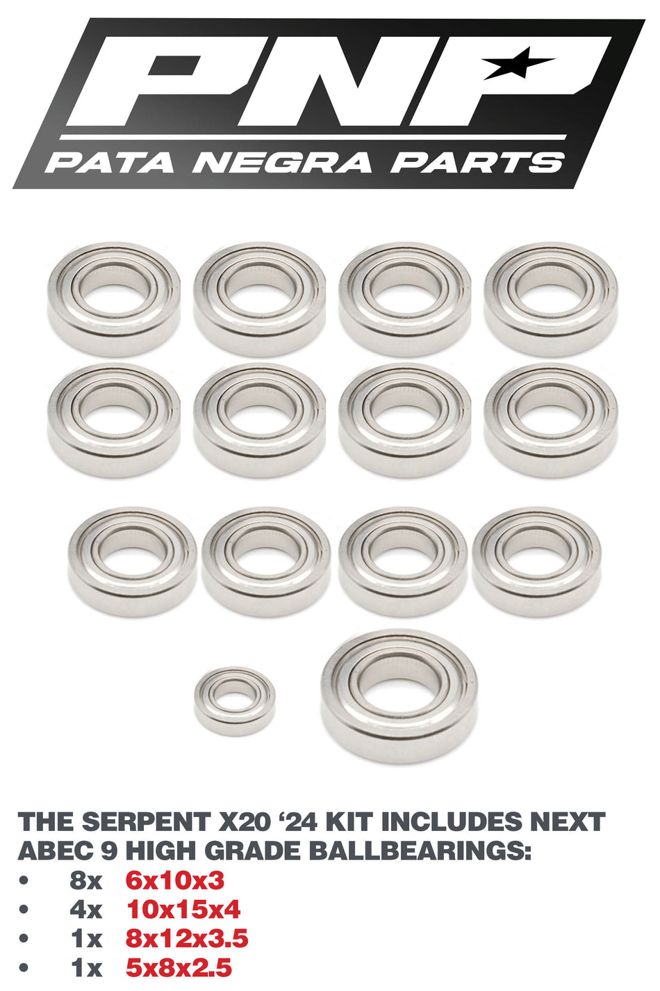 PNP ABEC 9 TRANSMISSION KIT SERPENT X20 '24 2117